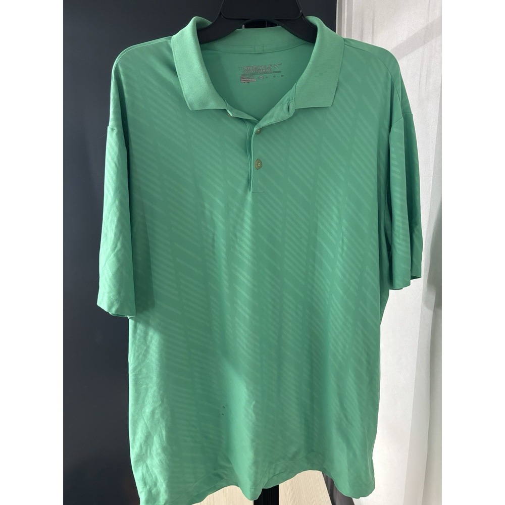 Nike Golf Dri-Fit Tour Performance Polo XL Green Striped‎ Short Sleeve Shirt